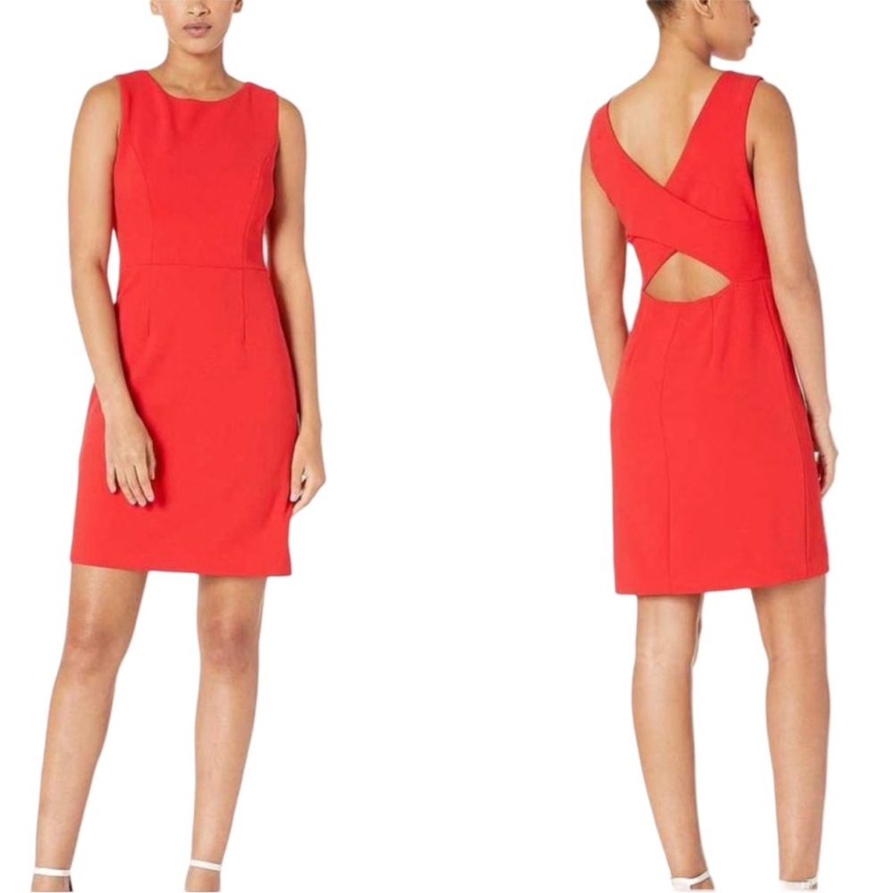NWT Betsey Johnson "Fire" Red Scuba Crepe Cross-Back Dress